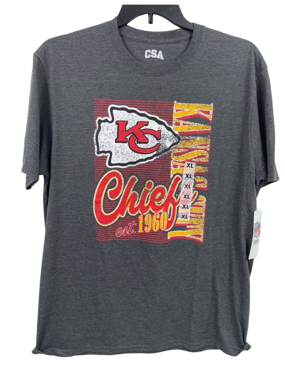 Kansas City Chiefs NFL Team Apparel Gray Graphic T-Shirt Mens Size XL